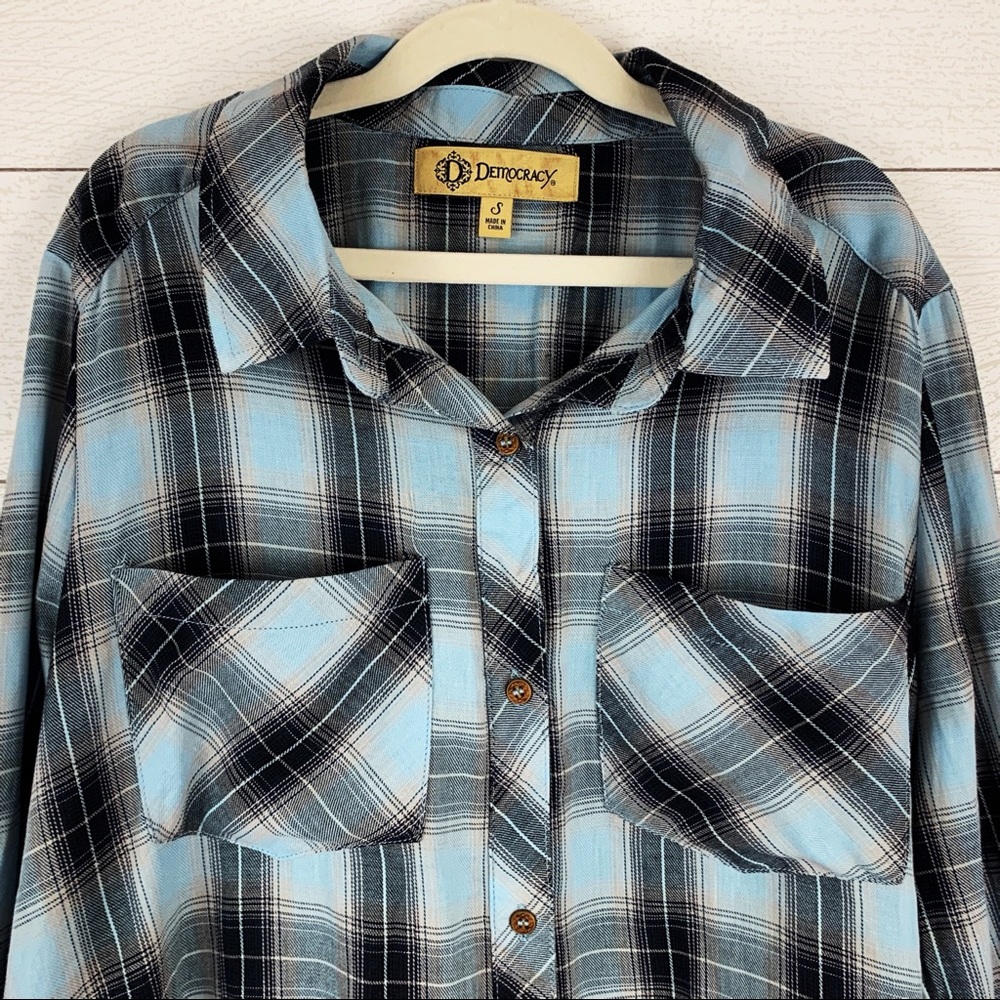 Democracy Plaid Button Down Shirt